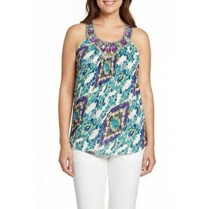 Sz M Cato halter top with jewled neckline